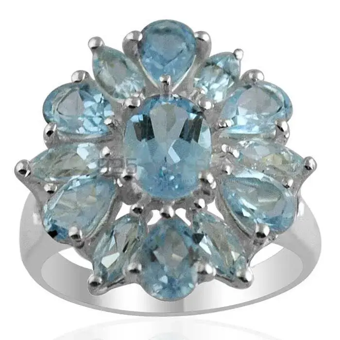 Inexpensive 925 Sterling Silver Rings In Blue Topaz Gemstone Jewelry 925SR1416