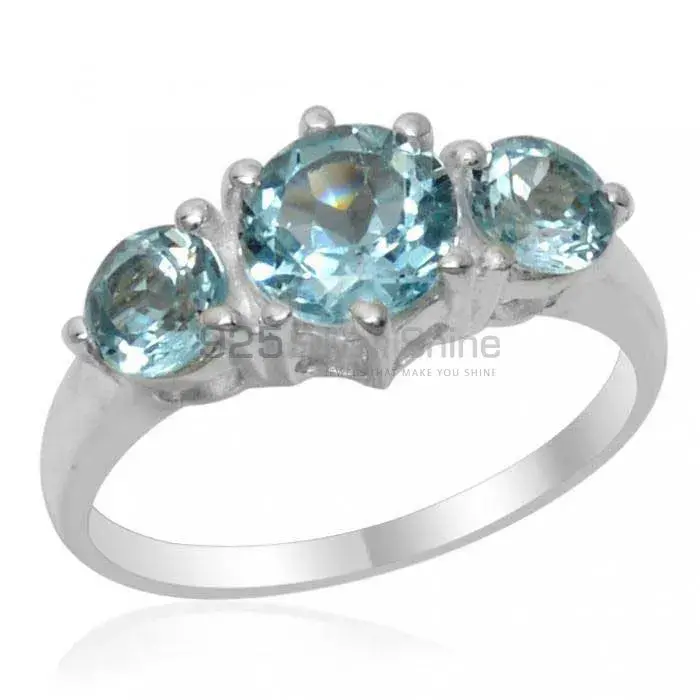 Inexpensive 925 Sterling Silver Rings In Blue Topaz Gemstone Jewelry 925SR1811
