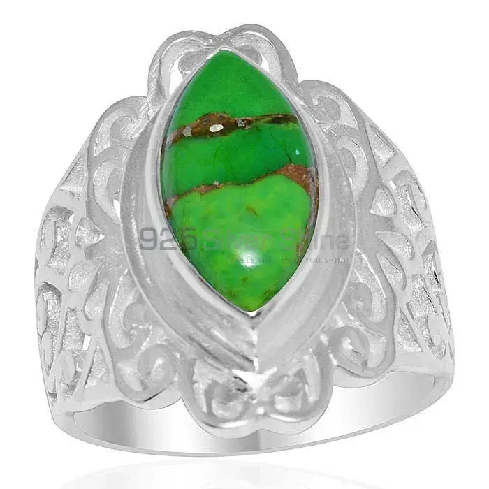 Inexpensive 925 Sterling Silver Rings In Green Turquoise Gemstone Jewelry 925SR1653