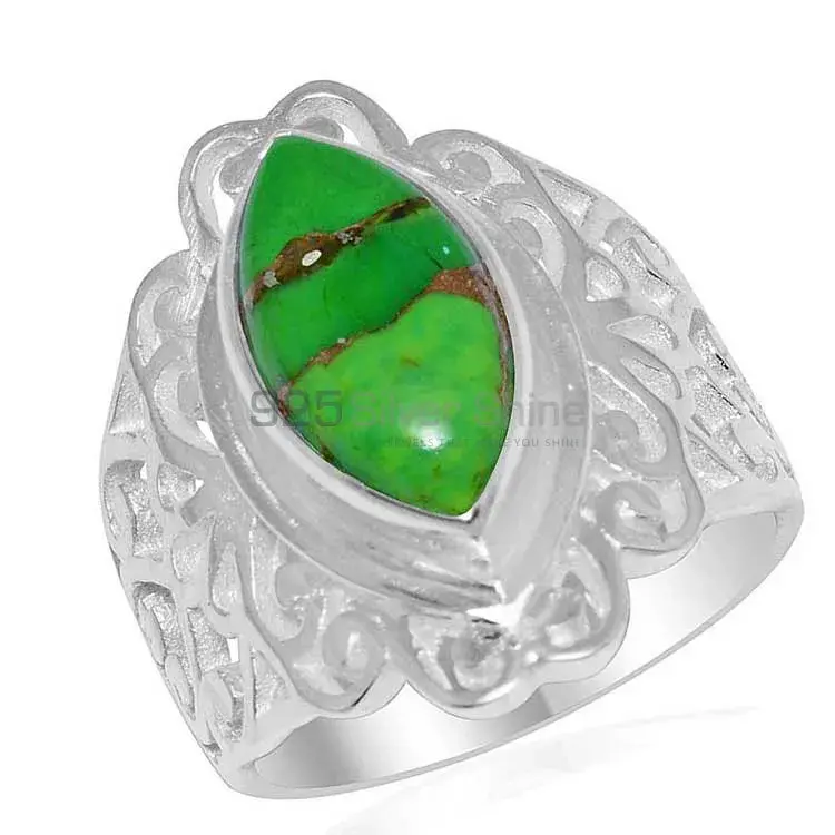 Inexpensive 925 Sterling Silver Rings In Green Turquoise Gemstone Jewelry 925SR1653_0