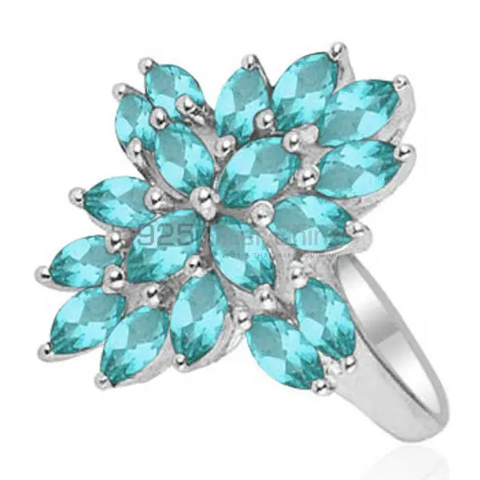 Inexpensive 925 Sterling Silver Rings Wholesaler In Blue Topaz Gemstone Jewelry 925SR1821