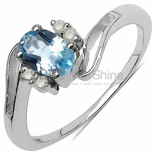 Inexpensive 925 Sterling Silver Rings Wholesaler In Blue Topaz Gemstone Jewelry 925SR3161