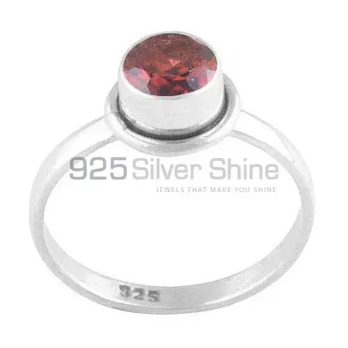 Faceted Garnet Gemstone Sterling Silver Wedding Rings 925SR3492
