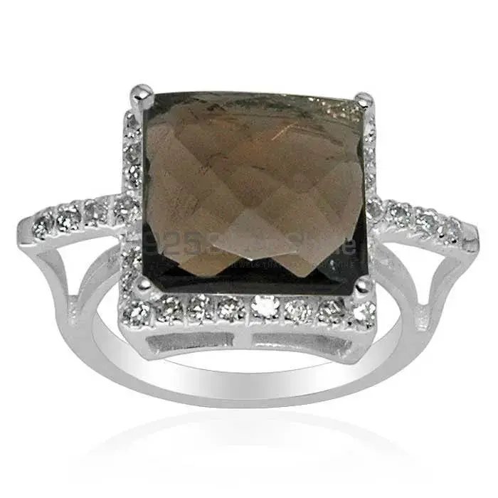 Inexpensive 925 Sterling Silver Rings Wholesaler In Smoky Quartz Gemstone Jewelry 925SR1505