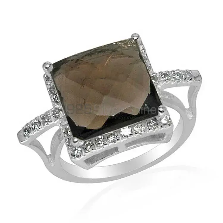 Inexpensive 925 Sterling Silver Rings Wholesaler In Smoky Quartz Gemstone Jewelry 925SR1505_0
