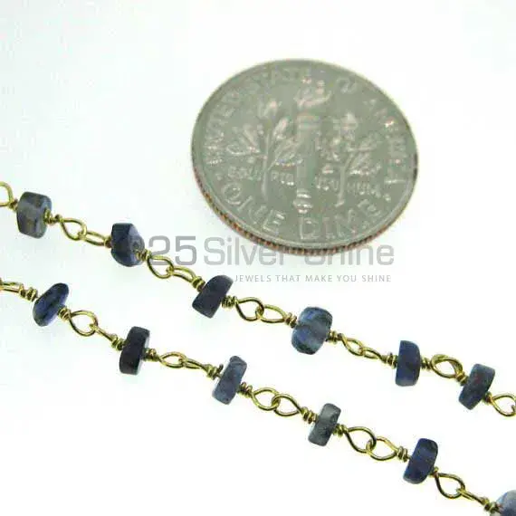 Iolite rosary chain. "Wire Wrapped 1 Feet Roll Chain" 925RC234