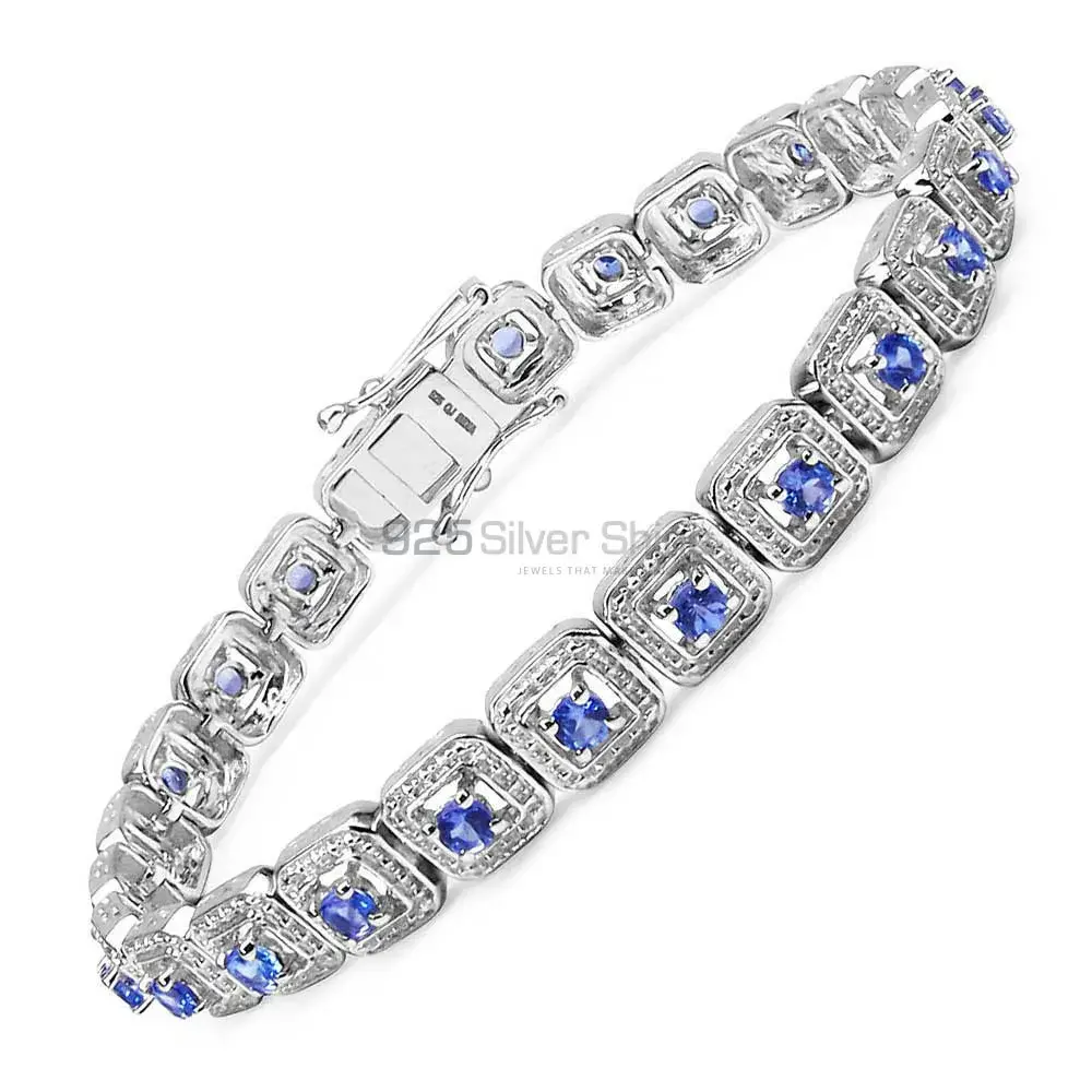 Iolite Semi Precious Cut Stone Tennis Bracelets In Fine Sterling Silver Jewelry 925SB164