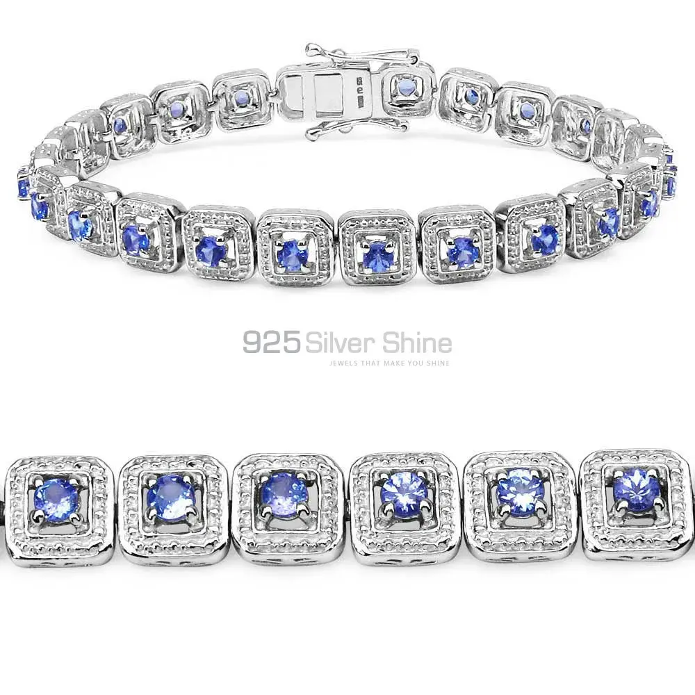 Iolite Semi Precious Cut Stone Tennis Bracelets In Fine Sterling Silver Jewelry 925SB164_0
