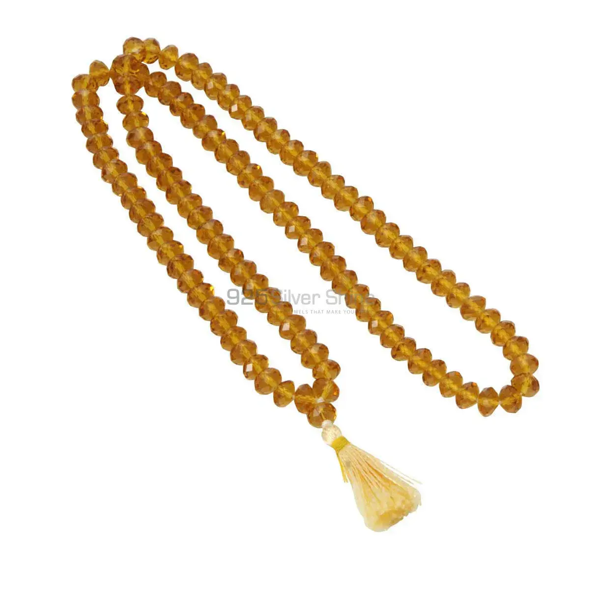 Japa Mala Citrine Gemstone Spiritual Necklace 925MBC106
