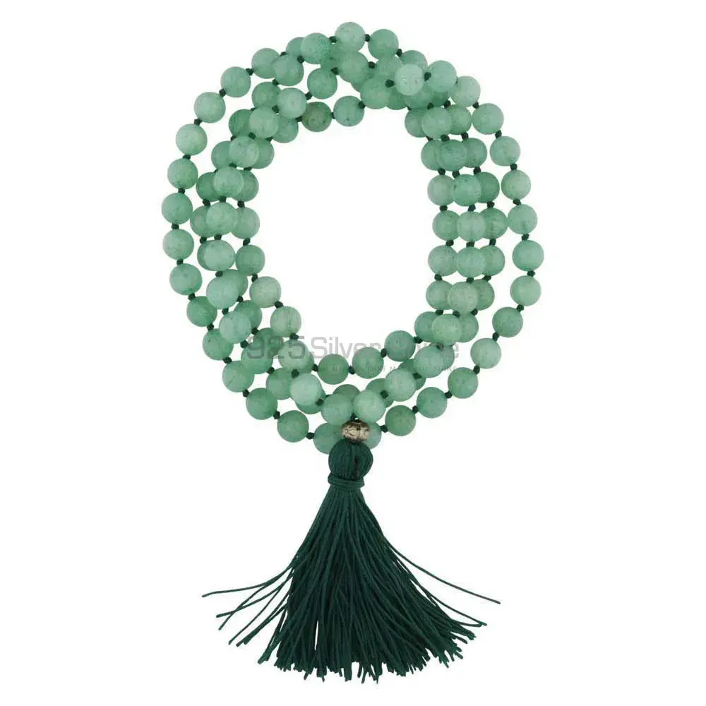 Japa Mala Green Aventurine Gemstone Spiritual Necklace 925MBC103