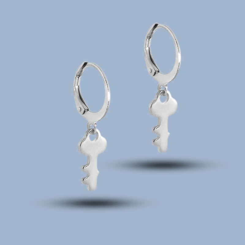 Key Charm 925 Sterling Silver Helix Earring Hoop For Women'S 925She183_0
