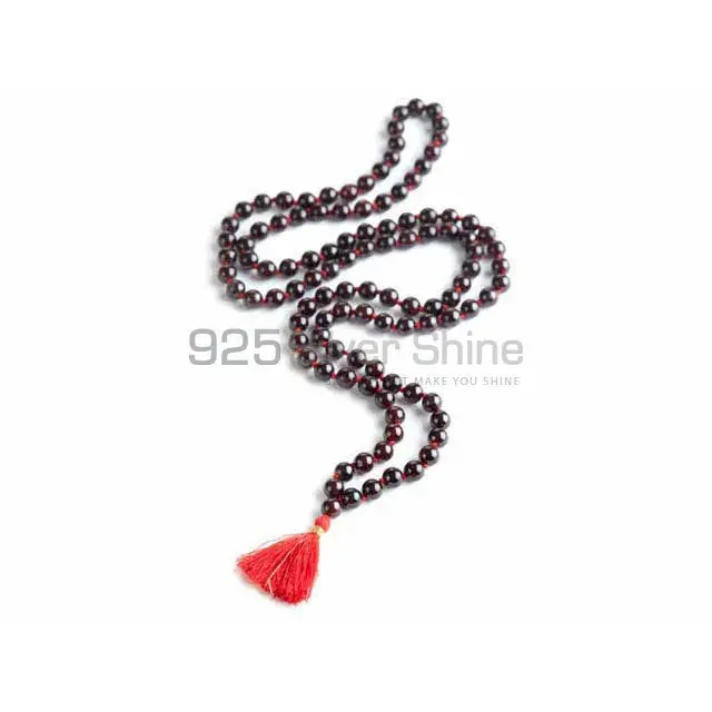 Knot Tassel Mala Garnet Gemstone Beads Necklace 925MBC107