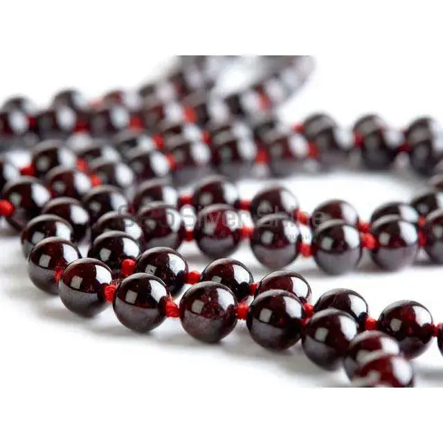 Knot Tassel Mala Garnet Gemstone Beads Necklace 925MBC107_0