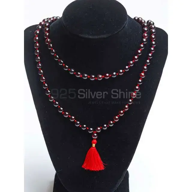 Knot Tassel Mala Garnet Gemstone Beads Necklace 925MBC107_2