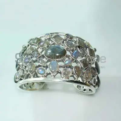 Labradorite Gemstone Cuff Bangle Or Bracelets with 925 Sterling Silver 925SSB319