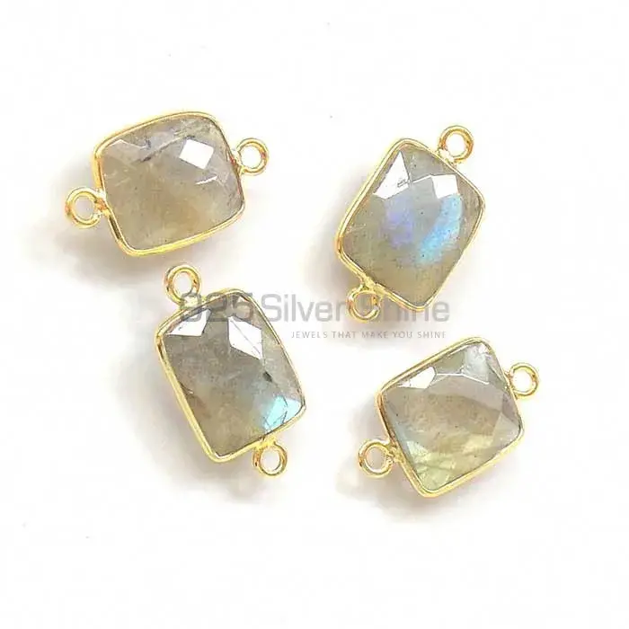 Labradorite Octagon Gemstone Double Bail Bezel Sterling Silver Gold Vermeil Gemstone Connector 925GC326_0