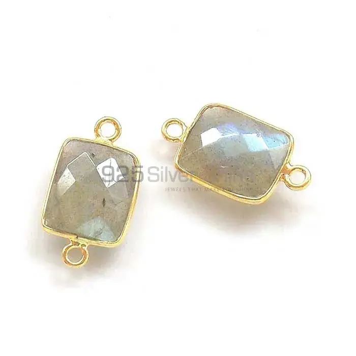 Labradorite Octagon Gemstone Double Bail Bezel Sterling Silver Gold Vermeil Gemstone Connector 925GC326_2