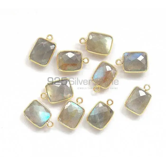 Labradorite Octagon Gemstone Double Bail Bezel Sterling Silver Gold Vermeil Gemstone Connector 925GC326_3