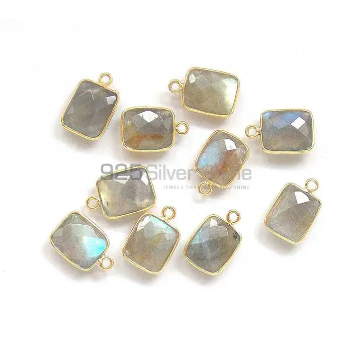 Labradorite Octagon Gemstone Double Bail Bezel Sterling Silver Gold Vermeil Gemstone Connector 925GC326_4