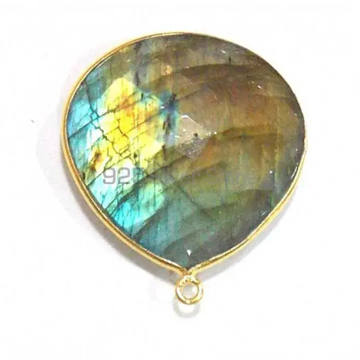 Labradorite Octagon Gemstone Single Bail Bezel Sterling Silver Gold Vermeil Gemstone Connector 925GC277_2