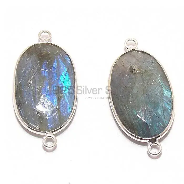 Labradorite Oval Gemstone Double Bail Bezel Sterling Silver Gemstone Connector 925GC229_1