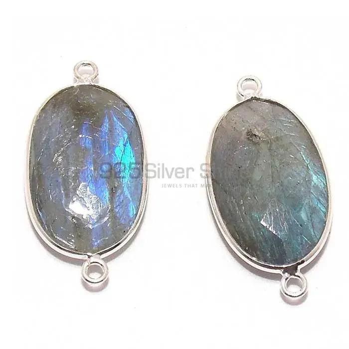 Labradorite Oval Gemstone Double Bail Bezel Sterling Silver Gemstone Connector 925GC229_2