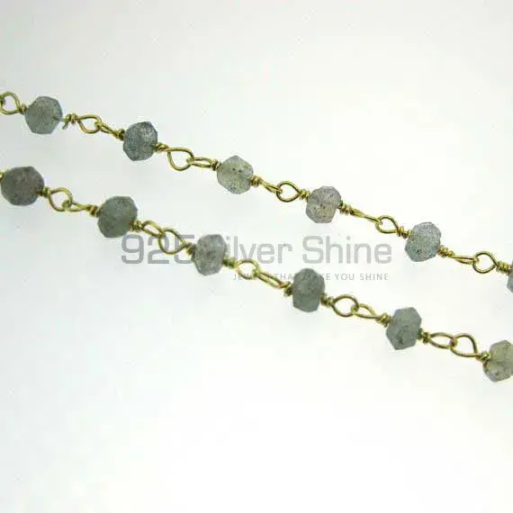 Labradorite rosary chain. "Wire Wrapped 1 Feet Roll Chain" 925RC235