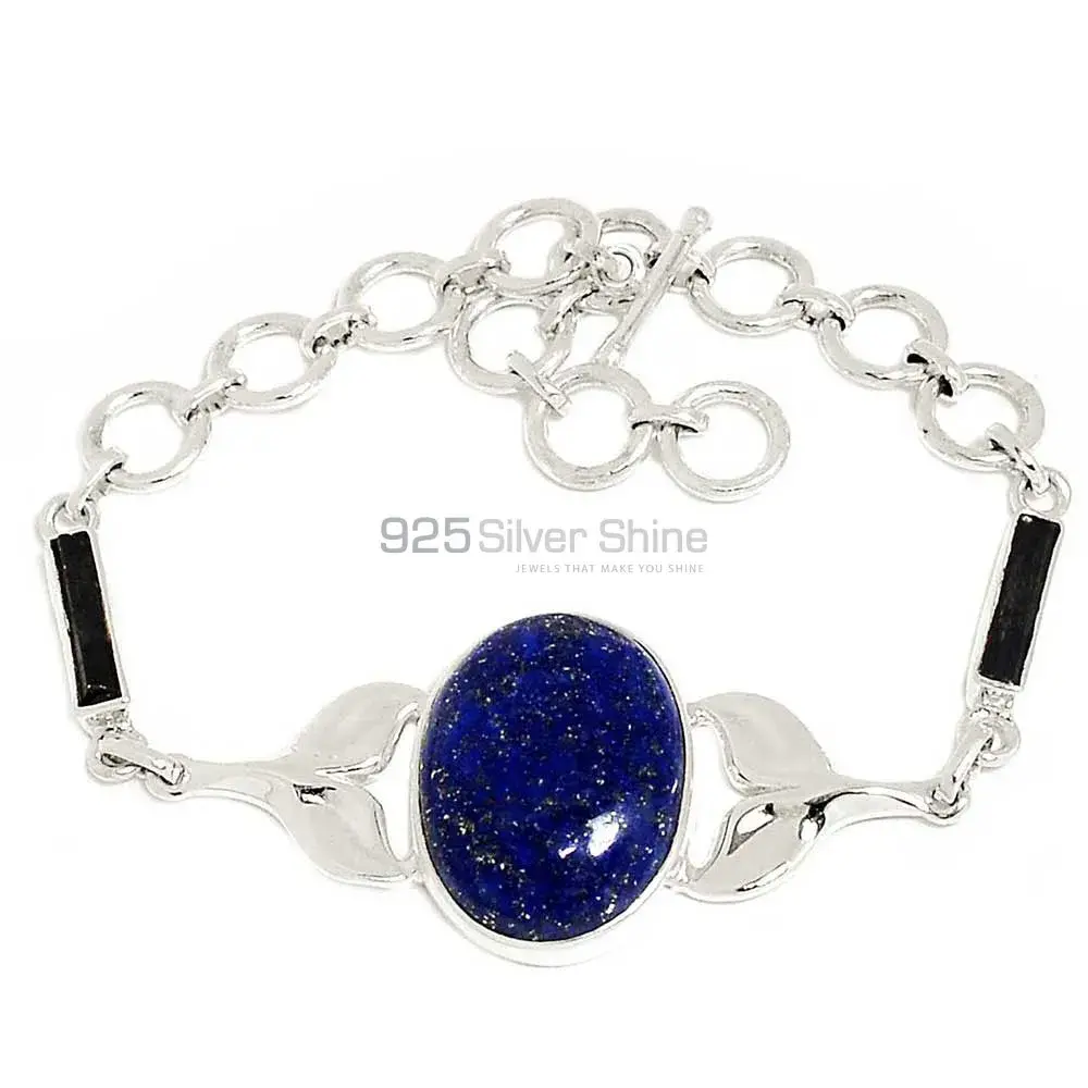 Lapis Gemstone Handmade Bracelets In Solid Sterling Silver Jewelry 925SB297-3