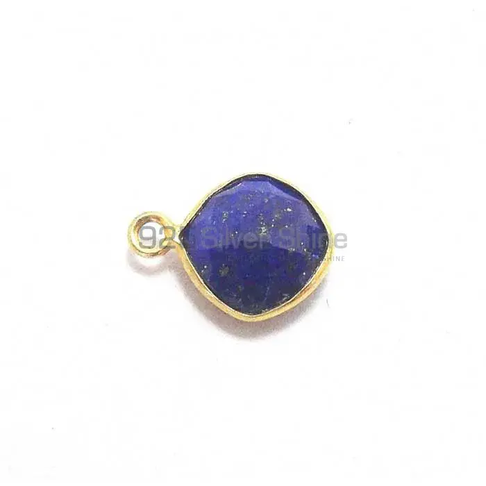 Lapis Lazuli Cushion Gemstone Single Bail Bezel Sterling Silver Gold Vermeil Gemstone Connector 925GC286