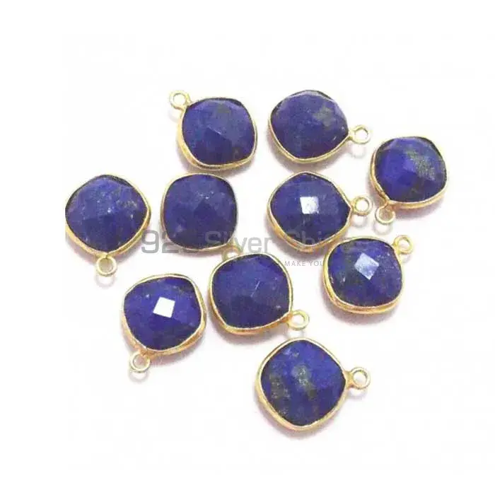 Lapis Lazuli Cushion Gemstone Single Bail Bezel Sterling Silver Gold Vermeil Gemstone Connector 925GC286_0