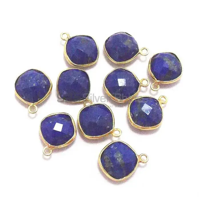 Lapis Lazuli Cushion Gemstone Single Bail Bezel Sterling Silver Gold Vermeil Gemstone Connector 925GC286_1