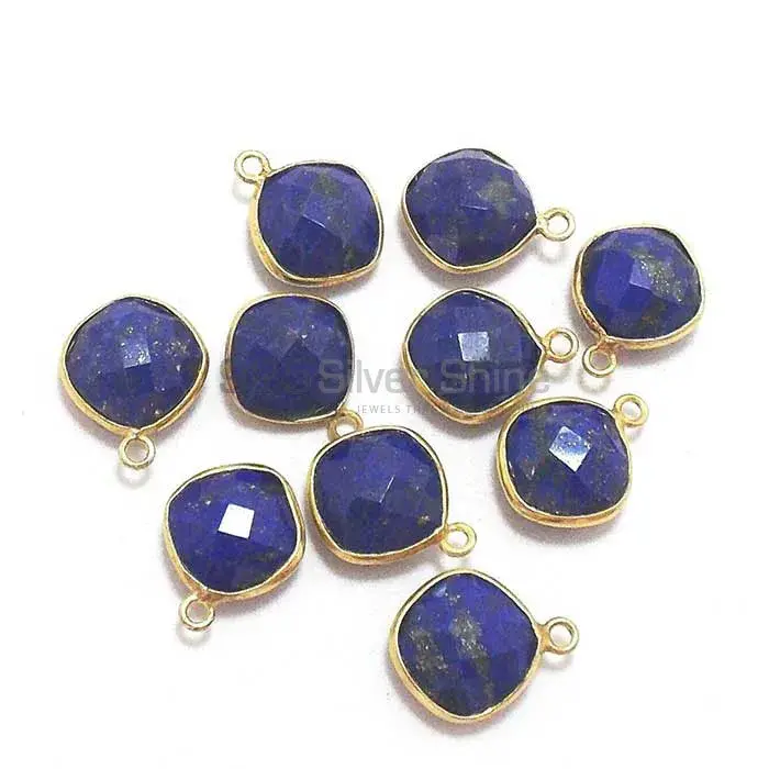 Lapis Lazuli Cushion Gemstone Single Bail Bezel Sterling Silver Gold Vermeil Gemstone Connector 925GC286_2