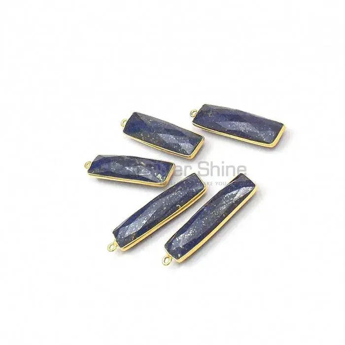 Lapis Lazuli Rectangle Gemstone Single Bail Bezel Sterling Silver Gold Vermeil Connector 925GC121
