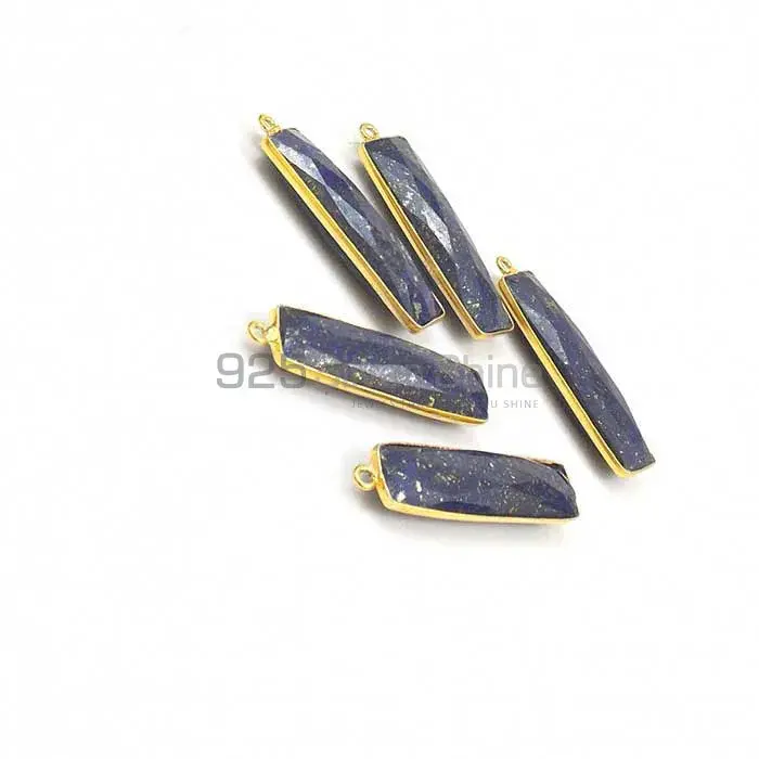 Lapis Lazuli Rectangle Gemstone Single Bail Bezel Sterling Silver Gold Vermeil Connector 925GC121_1