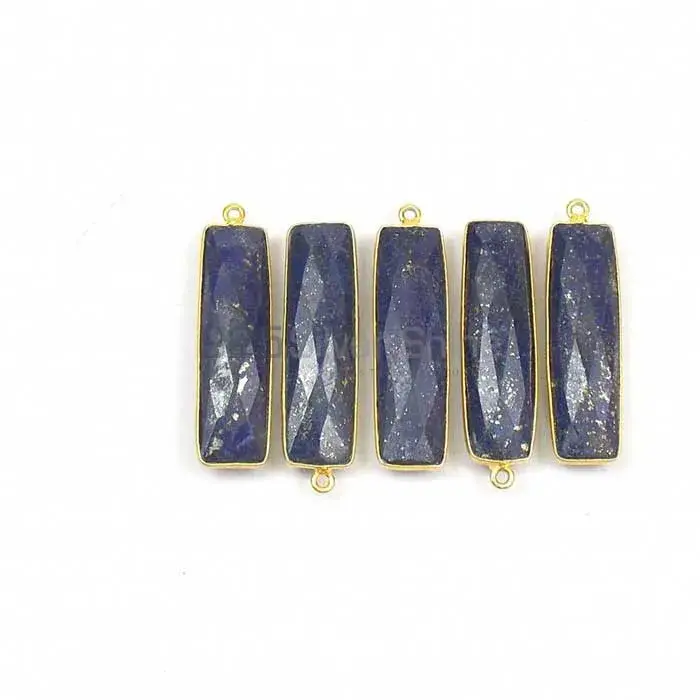 Lapis Lazuli Rectangle Gemstone Single Bail Bezel Sterling Silver Gold Vermeil Connector 925GC121_2