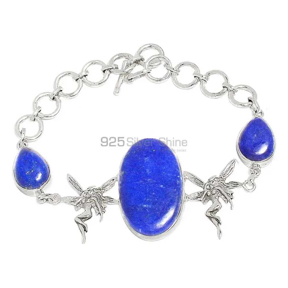 Lapis Top Quality Gemstone Bracelets Suppliers In 925 Fine Silver Jewelry 925SB299-3