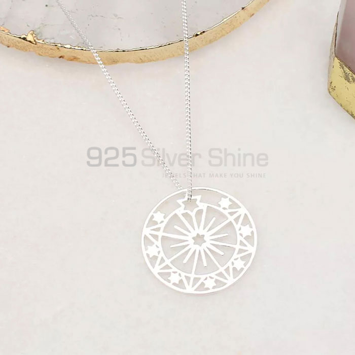 Large Sun Rice And Star Design Necklace In 925 Silver STMN516