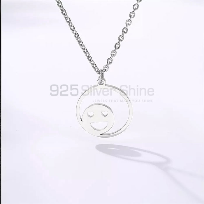 Largest Collections Smiley Charm Necklace In Sterling Silver SMMN432