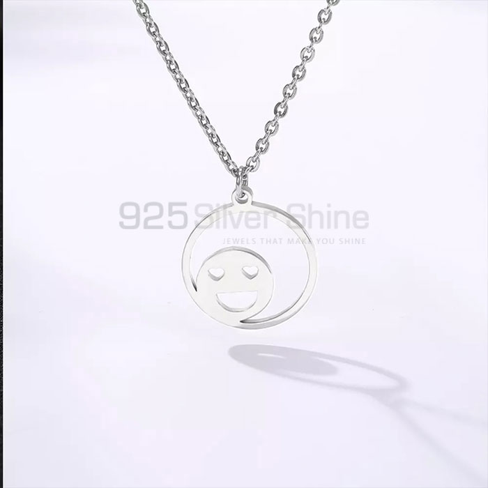 Smiley Charm Necklace In Sterling Silver SMMN432