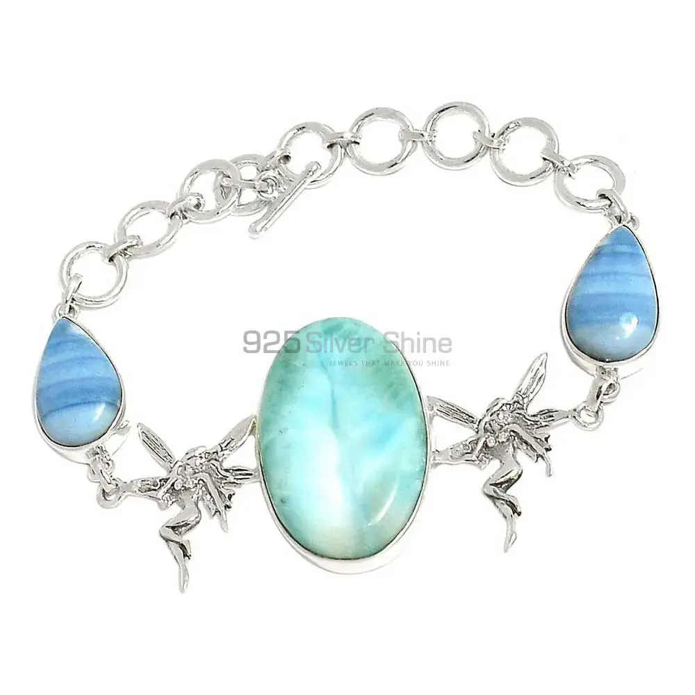 Larimar-Blue Lace Agate Best Price Gemstone Bracelets Suppliers In 925 Fine Silver Jewelry 925SB299-8