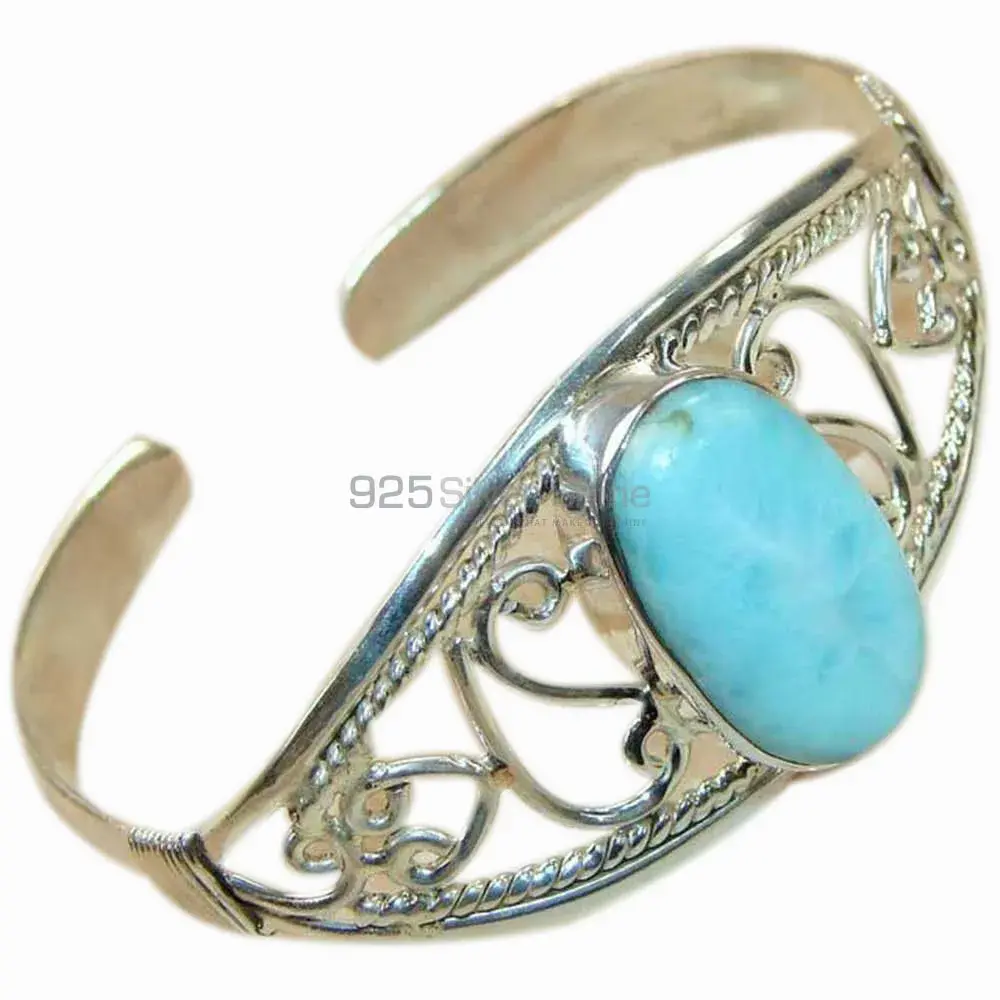 Larimar Gemstone Handmade Bracelet In Sterling Silver Jewelry 925SSB181