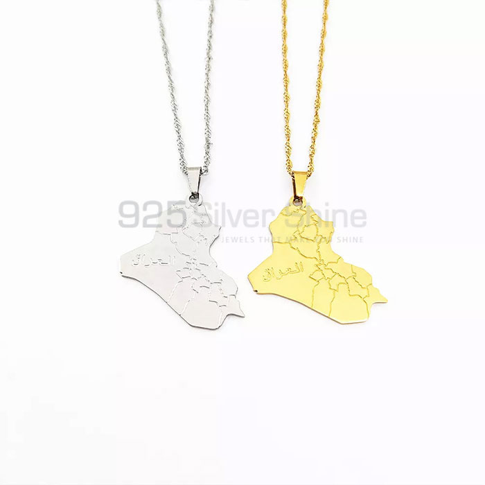 Gold Iraq Map Hip Hop Necklace MPMN368_1