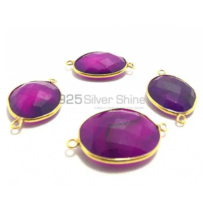 Lavender Oval Gemstone Double Bail Bezel Sterling Silver Gold Vermeil Gemstone Connector 925GC275