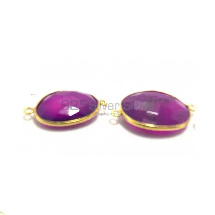 Lavender Oval Gemstone Double Bail Bezel Sterling Silver Gold Vermeil Gemstone Connector 925GC275_1