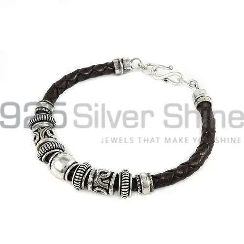 Leather Bracelets In 925 Silver Beads Jewelry 925SB320