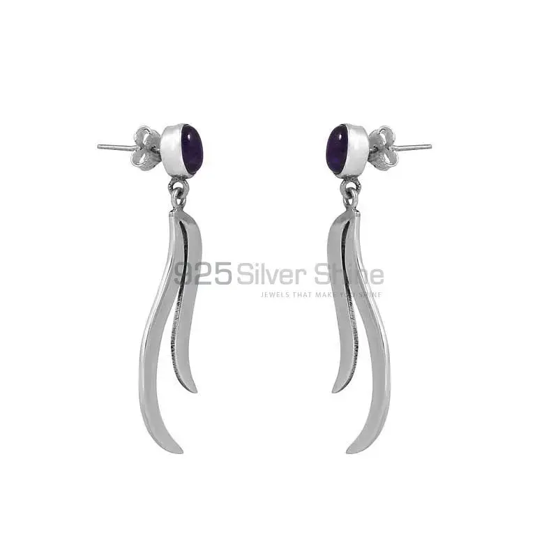 Light Weight Amethyst Gemstone Earring In Sterling Silver Jewelry 925SE01_0