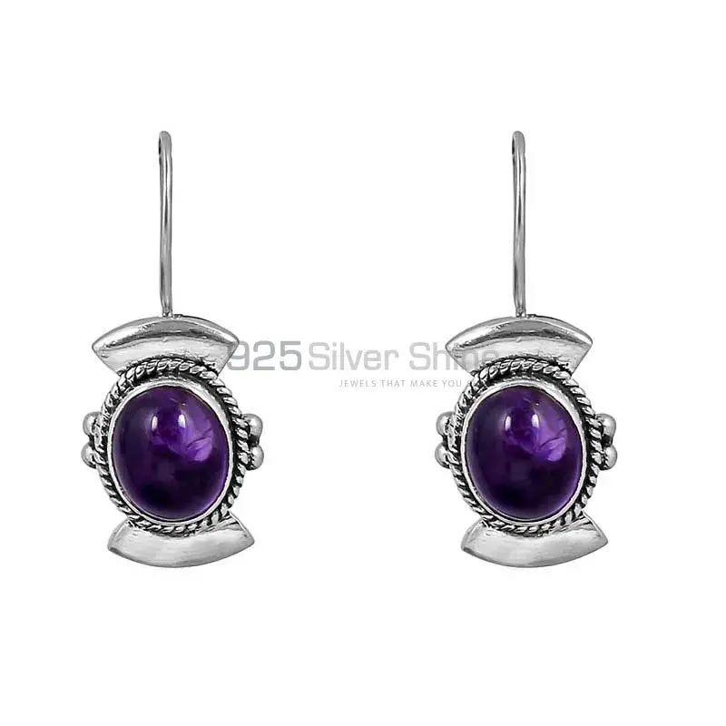 Light Weight Natural Amethyst Gemstone Earring In 925 Sterling Silver Jewelry 925SE112