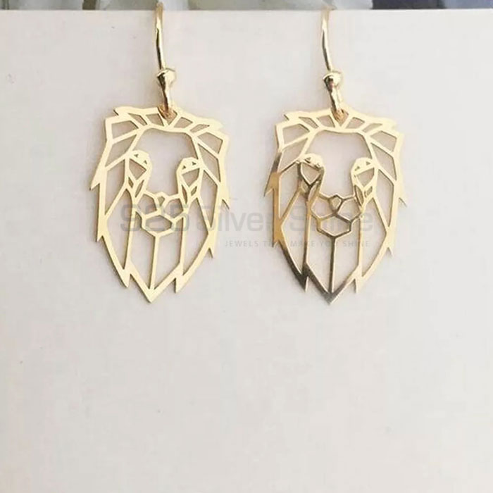Lion Head Earring, Animal Minimalist Earring In 925 Sterling Silver AME36