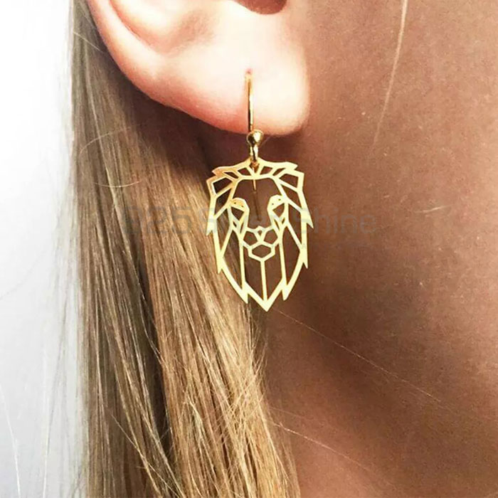 Lion Head Earring, Animal Minimalist Earring In 925 Sterling Silver AME36_1
