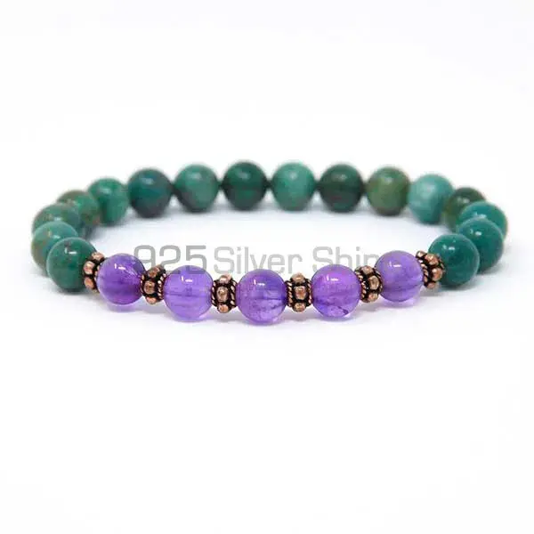 African Jade, Amethyst Gemstone Beads Bracelets 925BB101